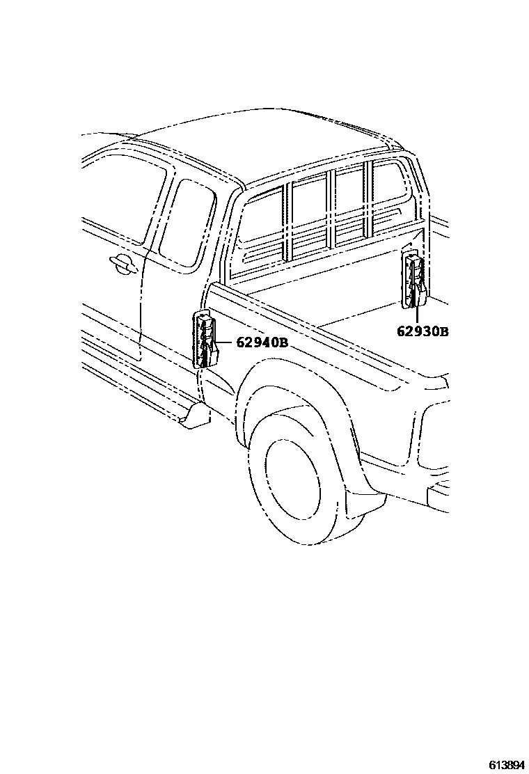 Toyota HILUX 后通风装置和车顶通风装置 EPC diagram — 613894