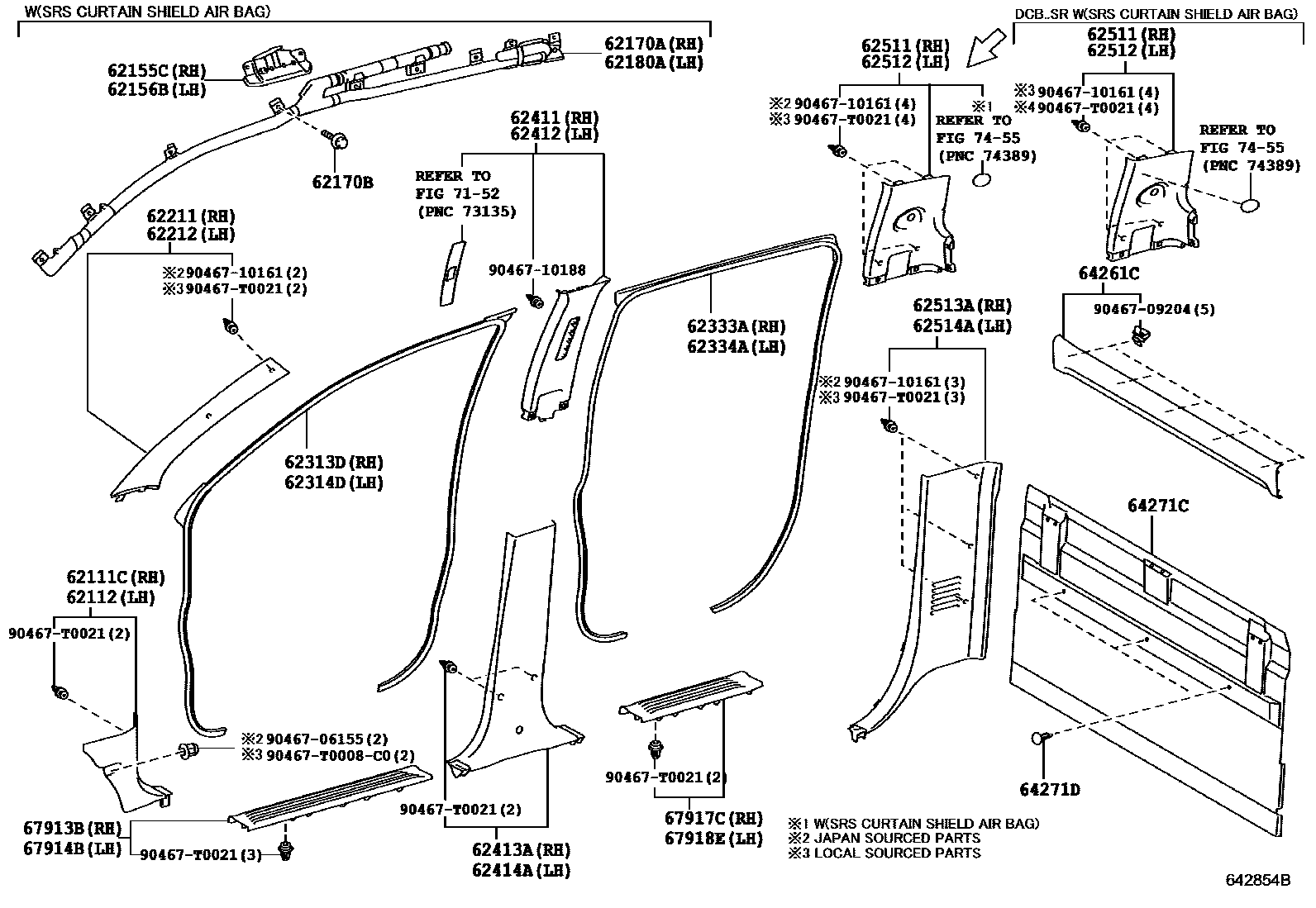 Toyota HILUX 车内装饰板 EPC diagram — 642854B