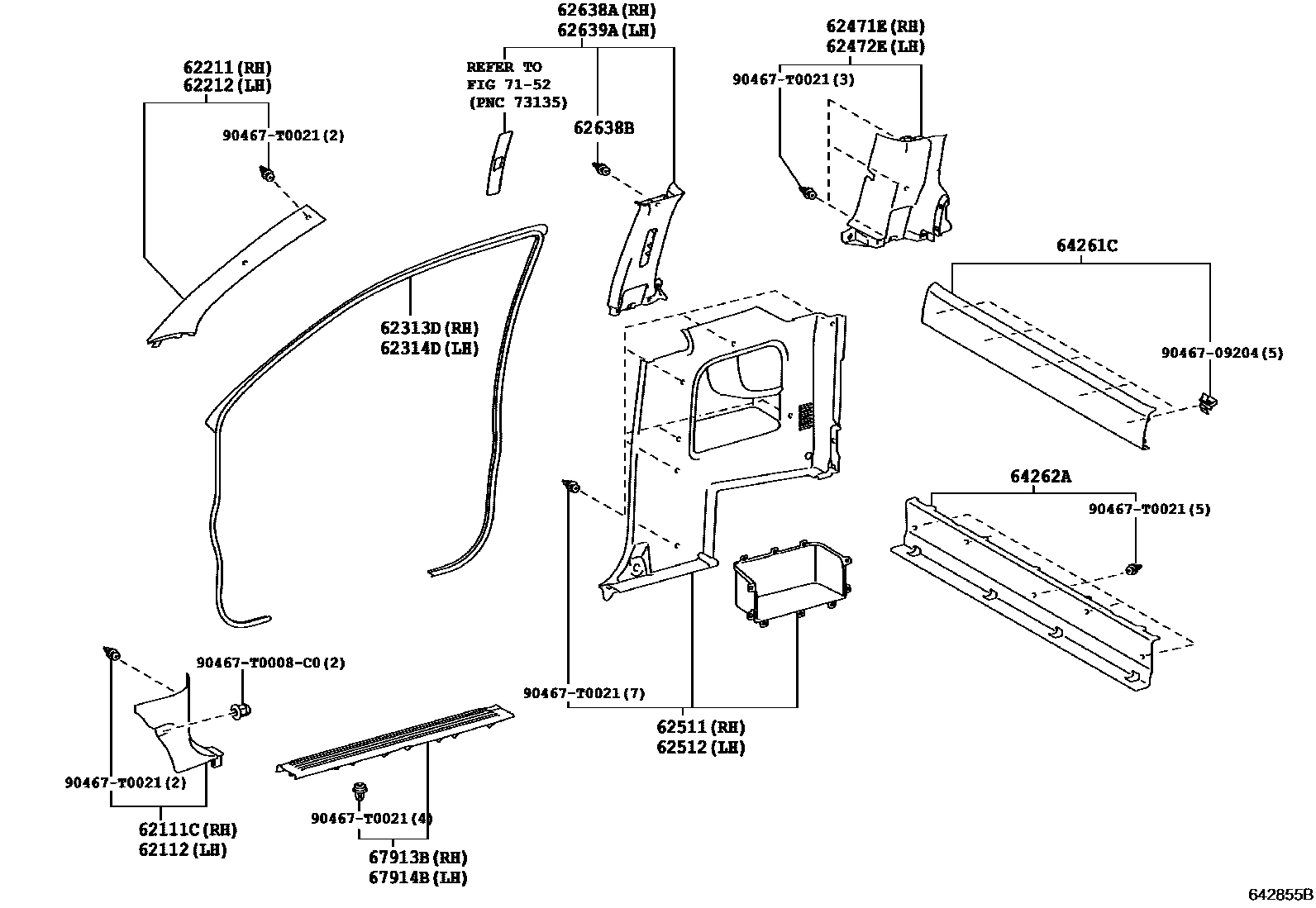 Toyota HILUX 车内装饰板 EPC diagram — 642855B