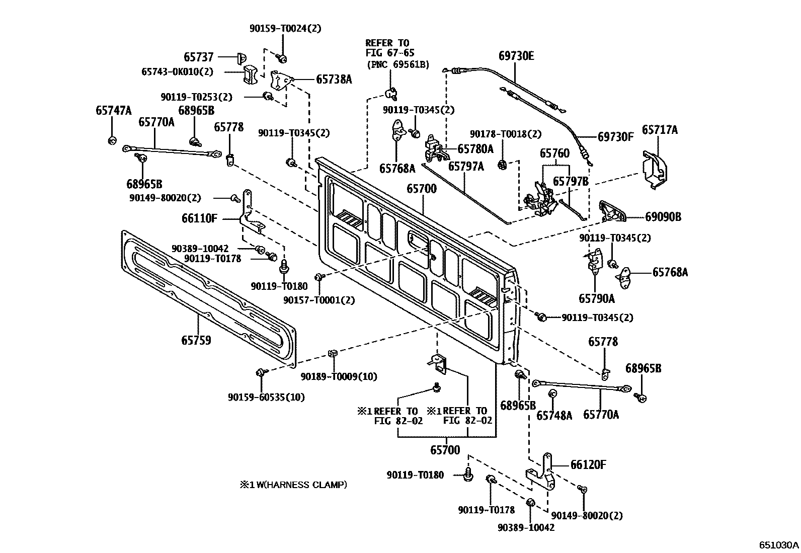 Toyota HILUX 后车身防护架和背门 EPC diagram — 651030A