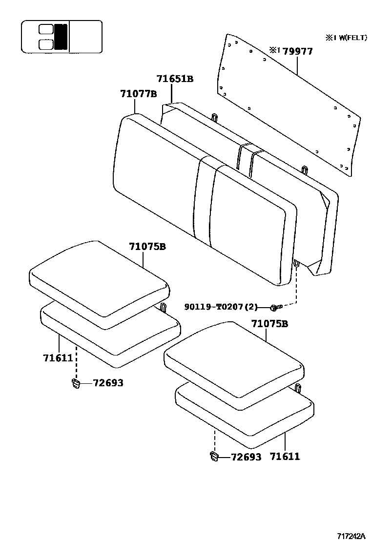 Toyota HILUX 座椅和座椅滑轨 EPC diagram — 717242A
