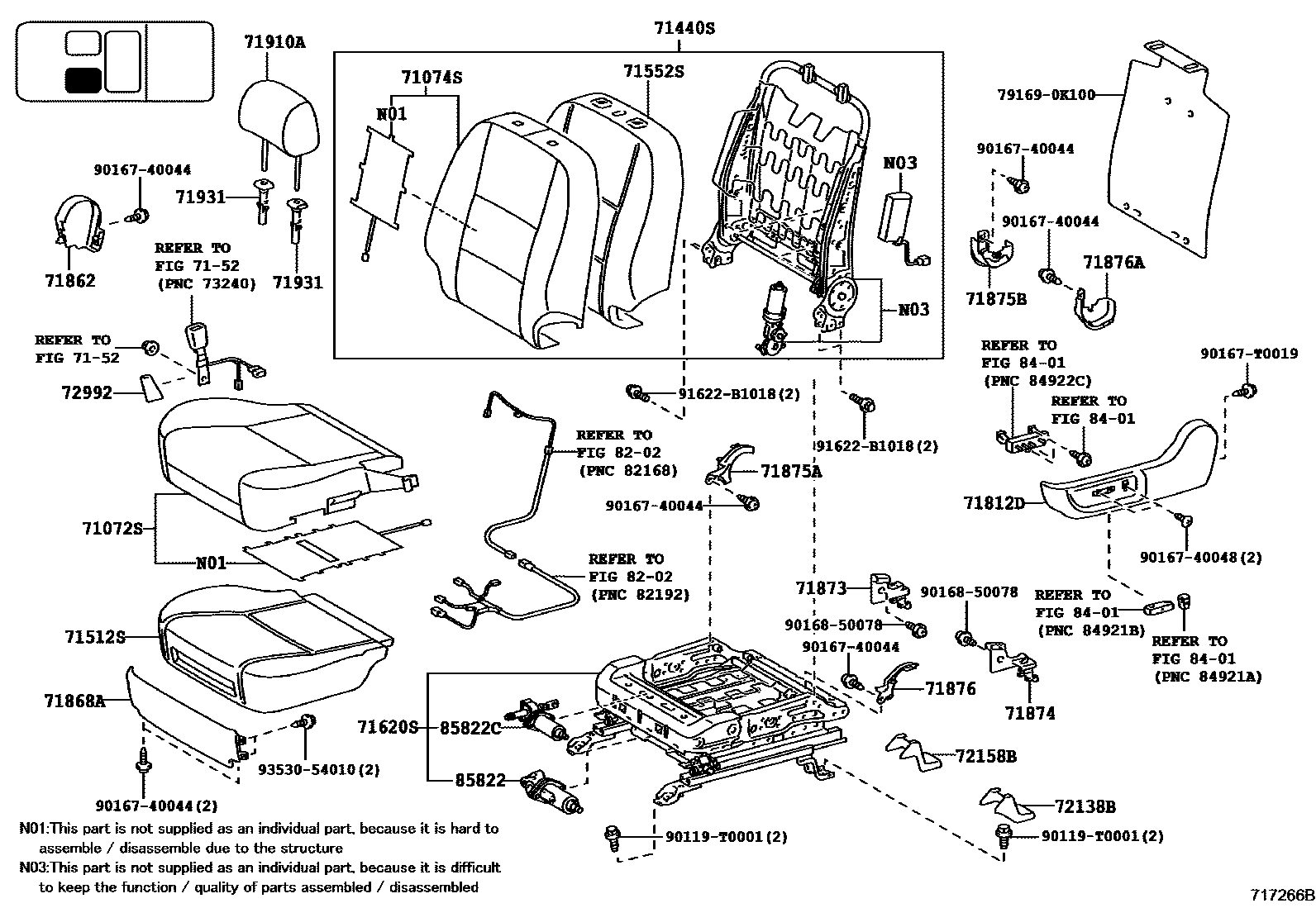 Toyota HILUX 座椅和座椅滑轨 EPC diagram — 717266B