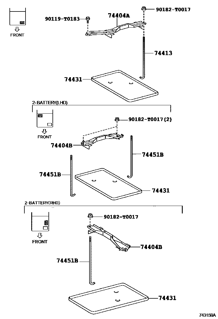 Toyota HILUX battery holder EPC diagram — 743159A