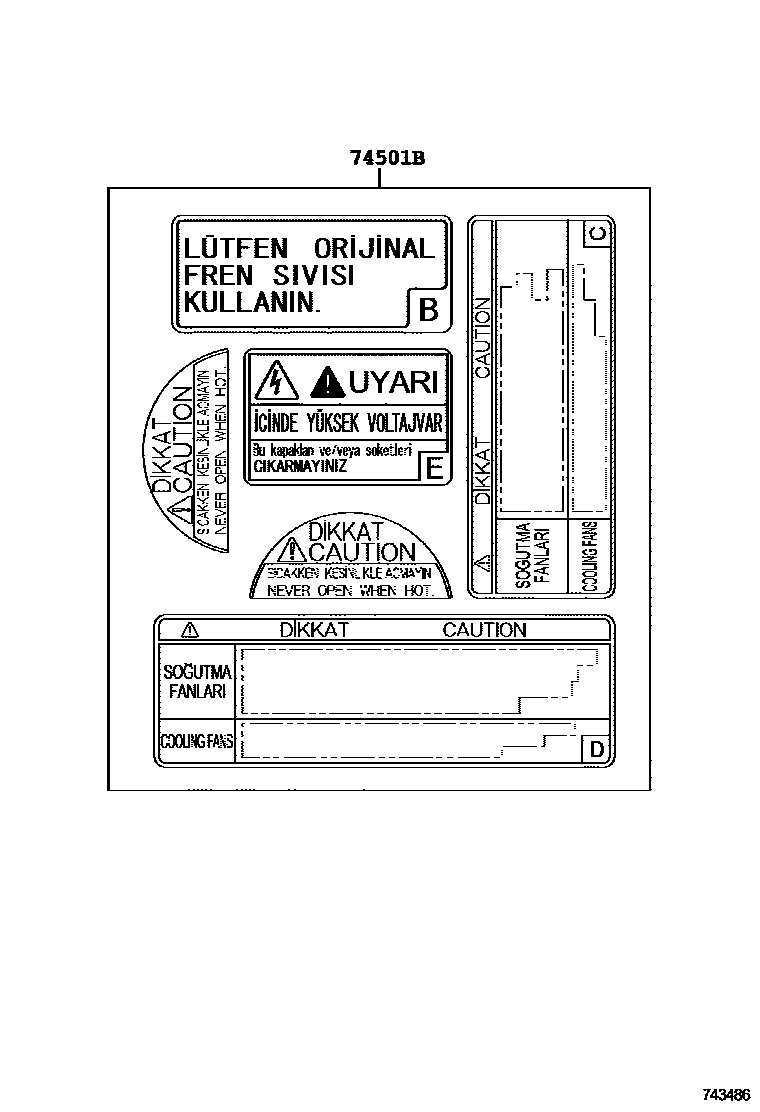Toyota HILUX warning nameplate EPC diagram — 743486