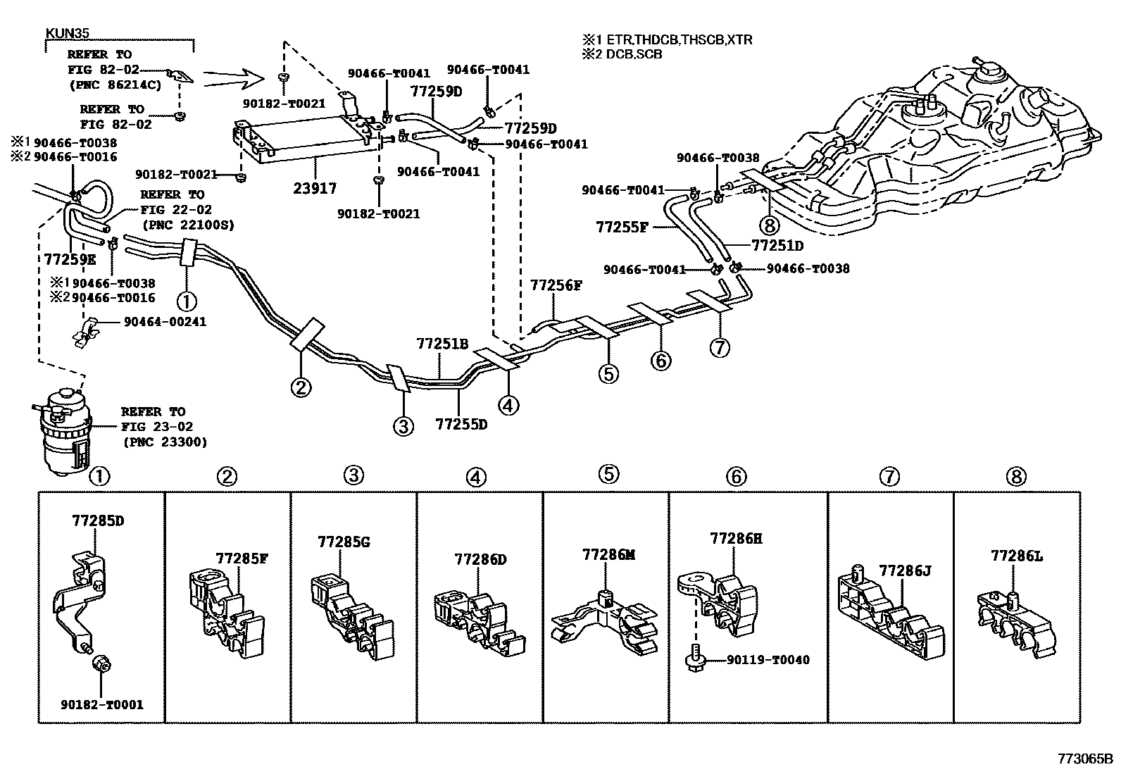 Toyota HILUX 燃油箱和燃油管 EPC diagram — 773065B