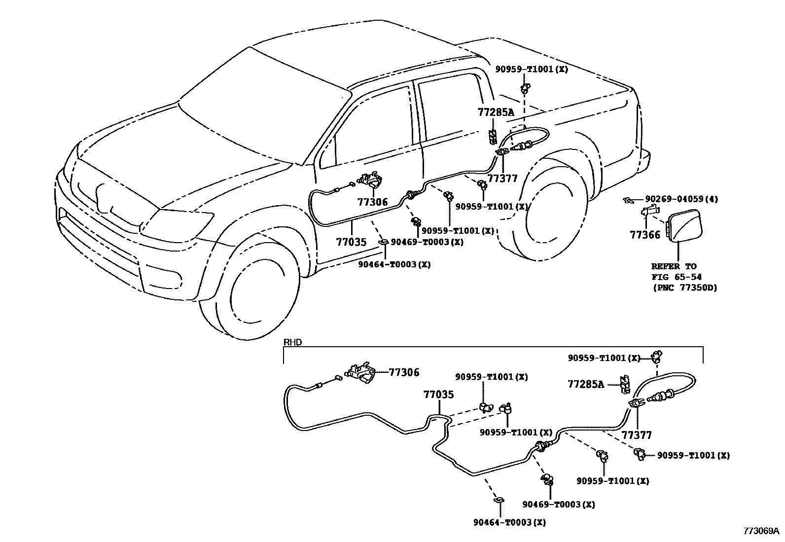 Toyota HILUX 燃油箱和燃油管 EPC diagram — 773069A