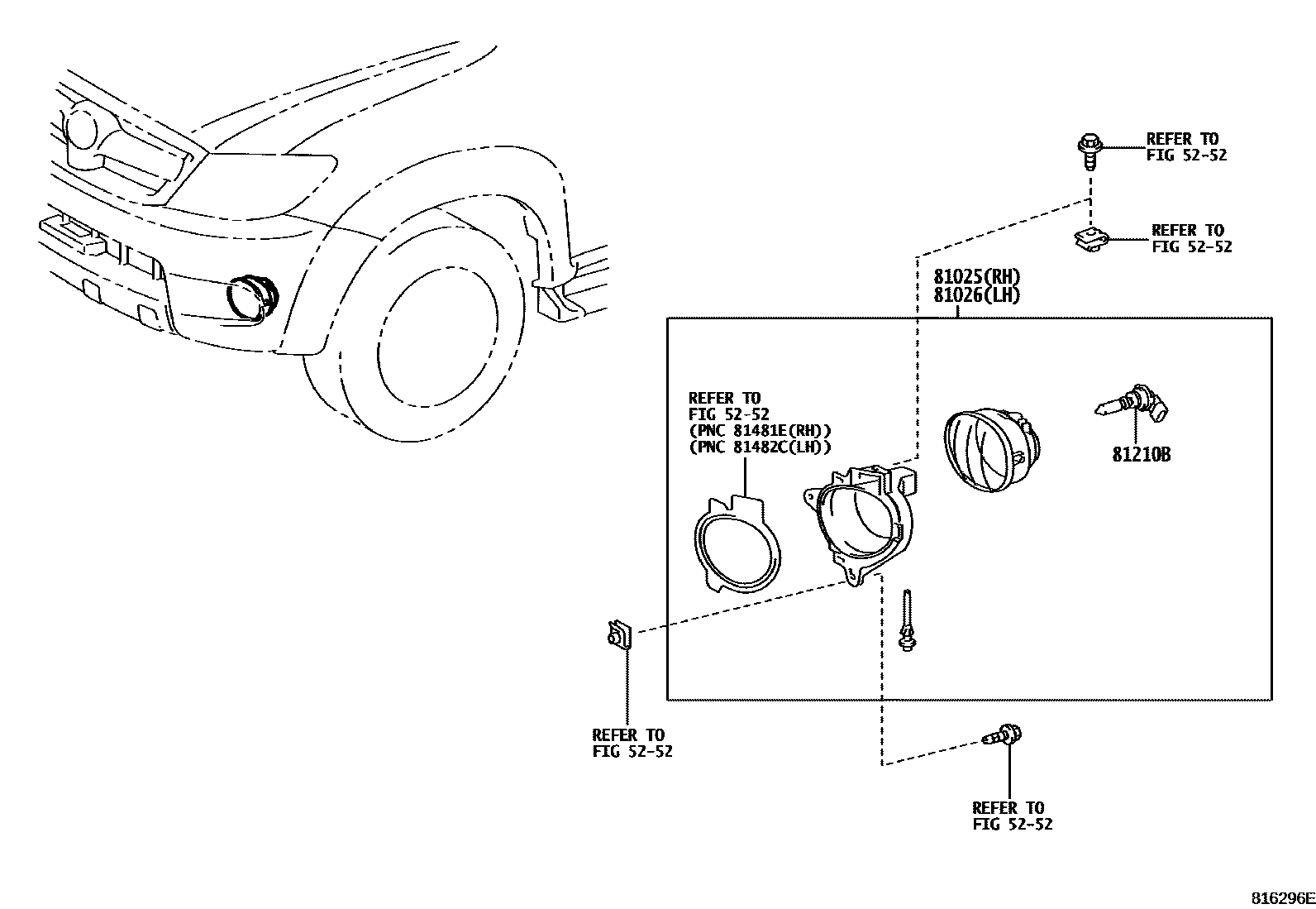 Toyota HILUX Fog Lamp EPC diagram — 816296E