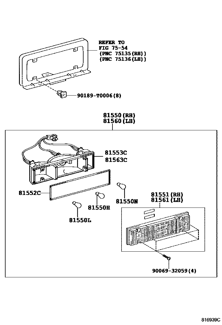 Toyota HILUX 后组合灯 EPC diagram — 816939C