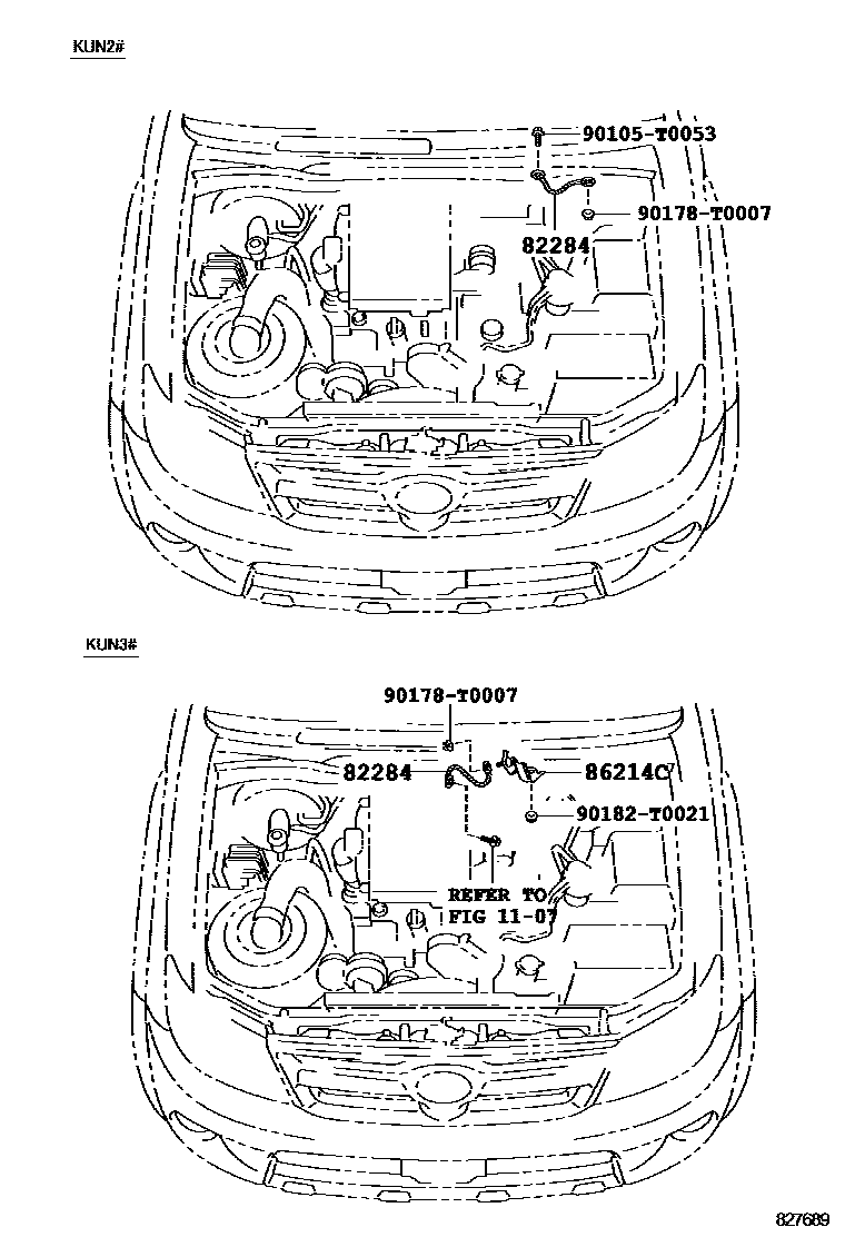 Toyota HILUX 线束和卡夹 EPC diagram — 827689