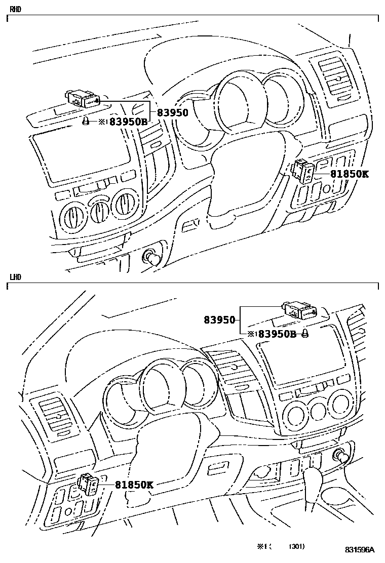 Toyota HILUX indicator light EPC diagram — 831596A