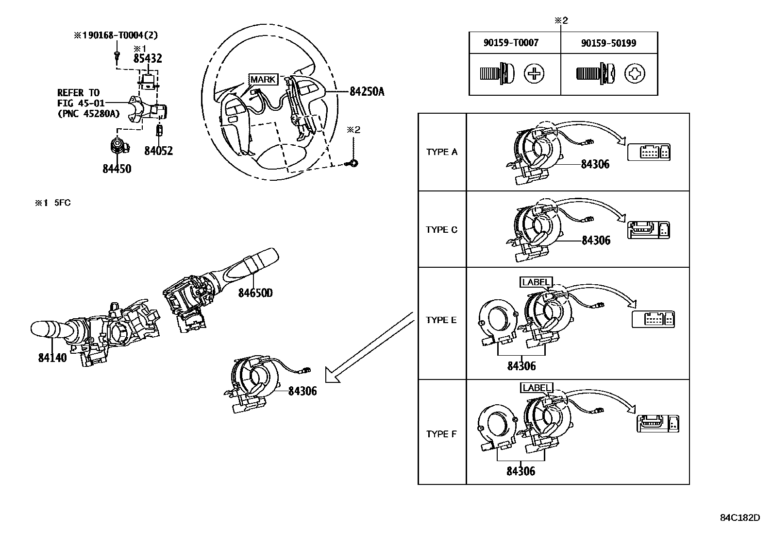 Toyota HILUX 开关和继电器和ECU EPC diagram — 84C182D
