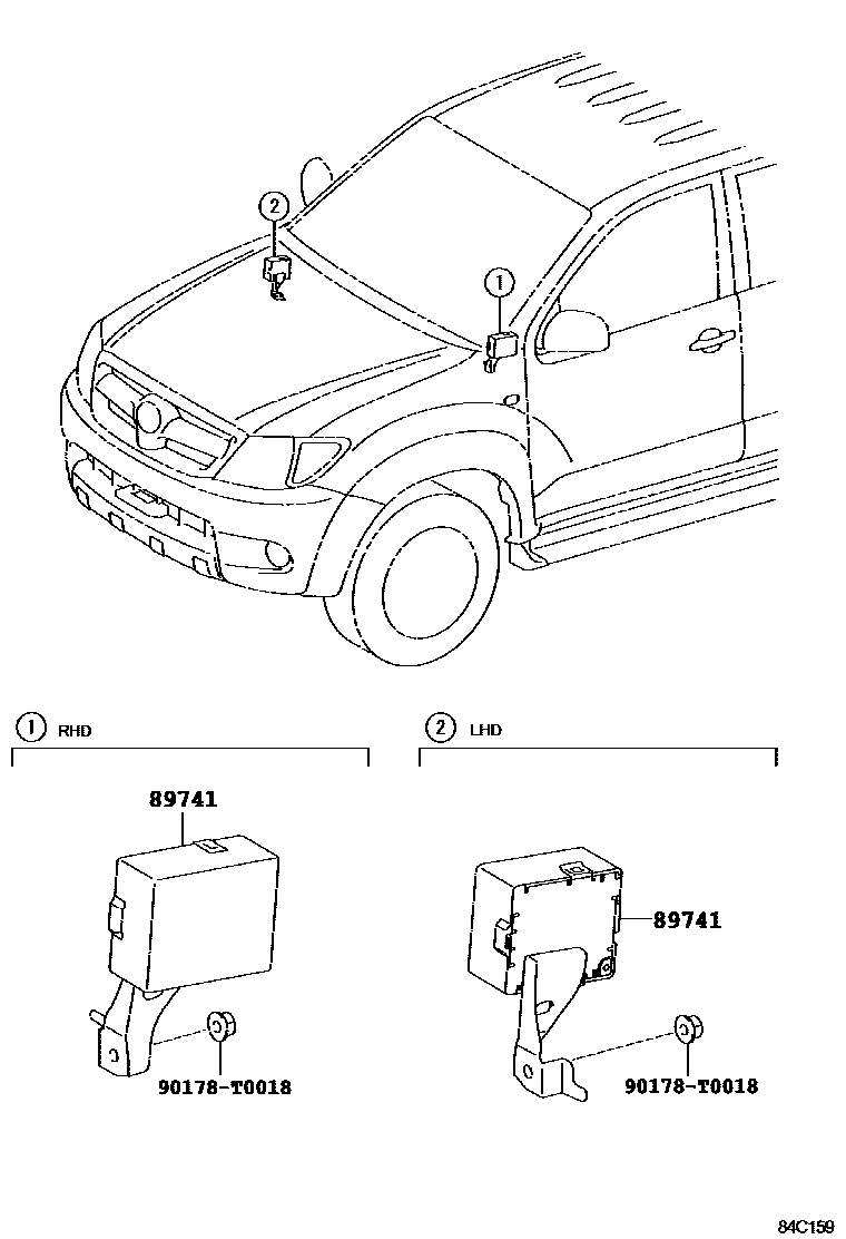 Toyota HILUX 遥控门锁 EPC diagram — 84C159