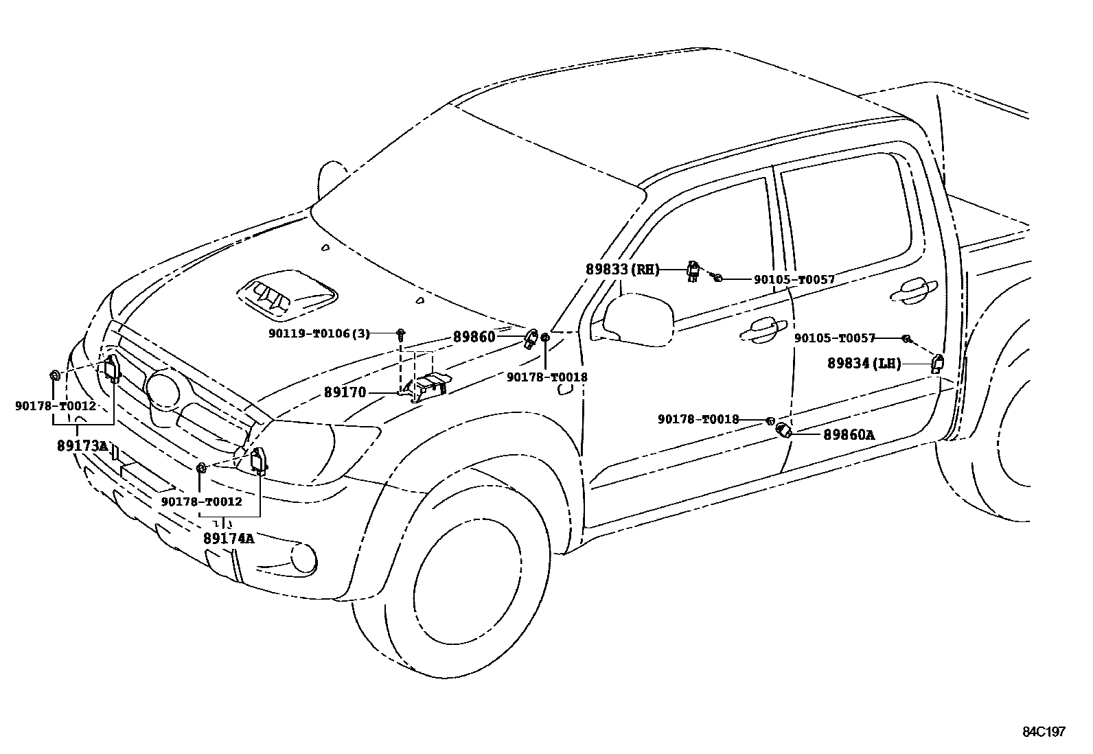 Toyota HILUX 空气囊 EPC diagram — 84C197