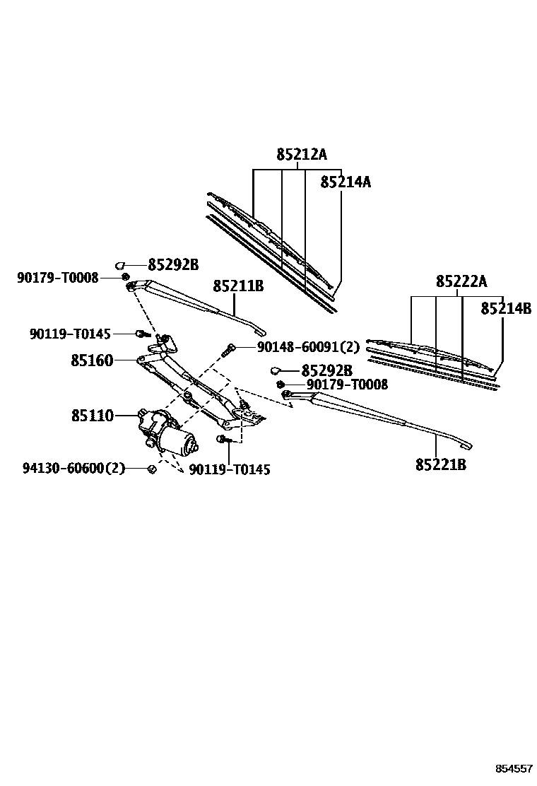 Toyota HILUX 挡风玻璃刮水器 EPC diagram — 854557