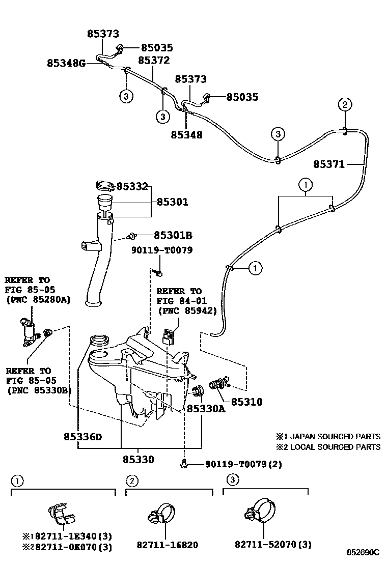 Toyota HILUX 挡风玻璃清洗器 EPC diagram — 852690C