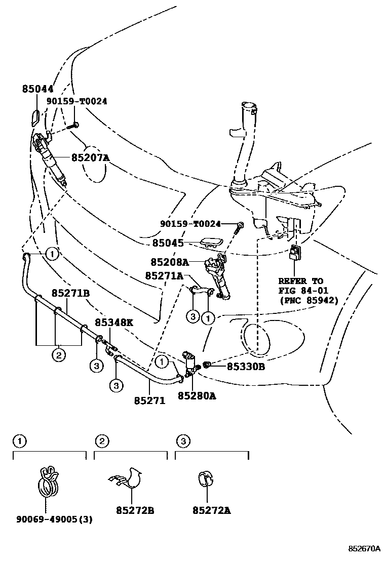 Toyota HILUX 前大灯清洗器 EPC diagram — 852670A