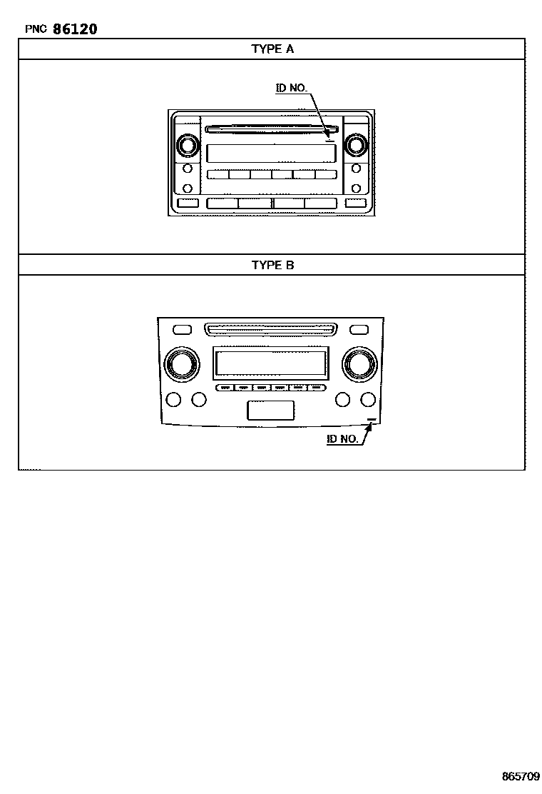 Toyota HILUX 收音机、放大器和冷凝器 EPC diagram — 865709