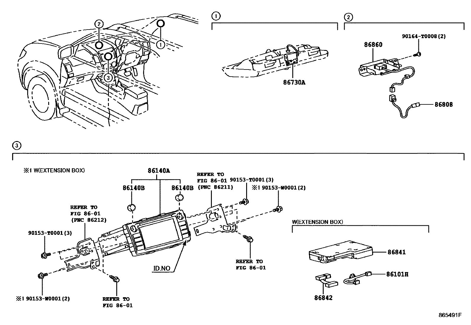 Toyota HILUX 导航和前监视器显示屏 EPC diagram — 865491F