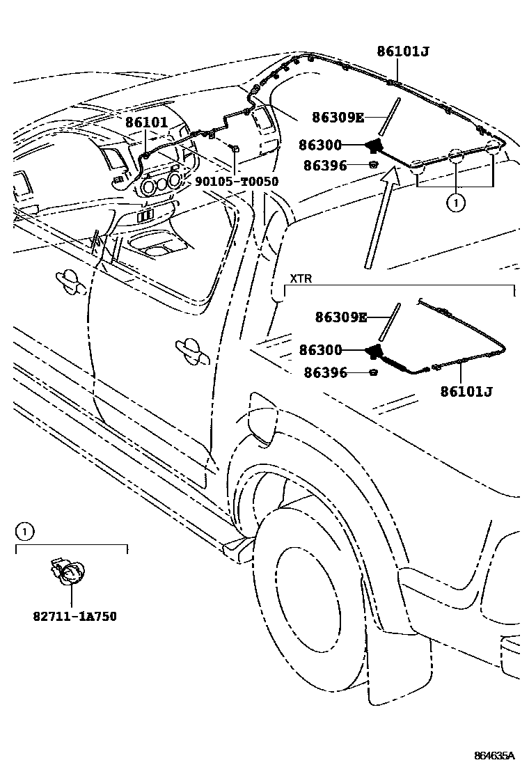 Toyota HILUX antenna EPC diagram — 864635A