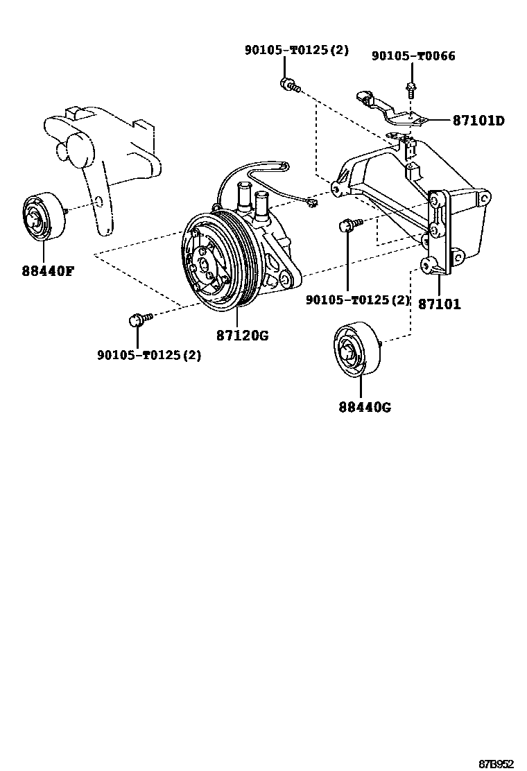 Toyota HILUX 暖风和空调系统 - 加热装置和鼓风机 EPC diagram — 87B952