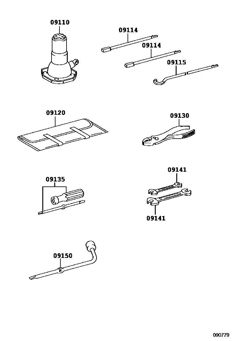 Toyota HILUX Standard Tools EPC diagram — 090779