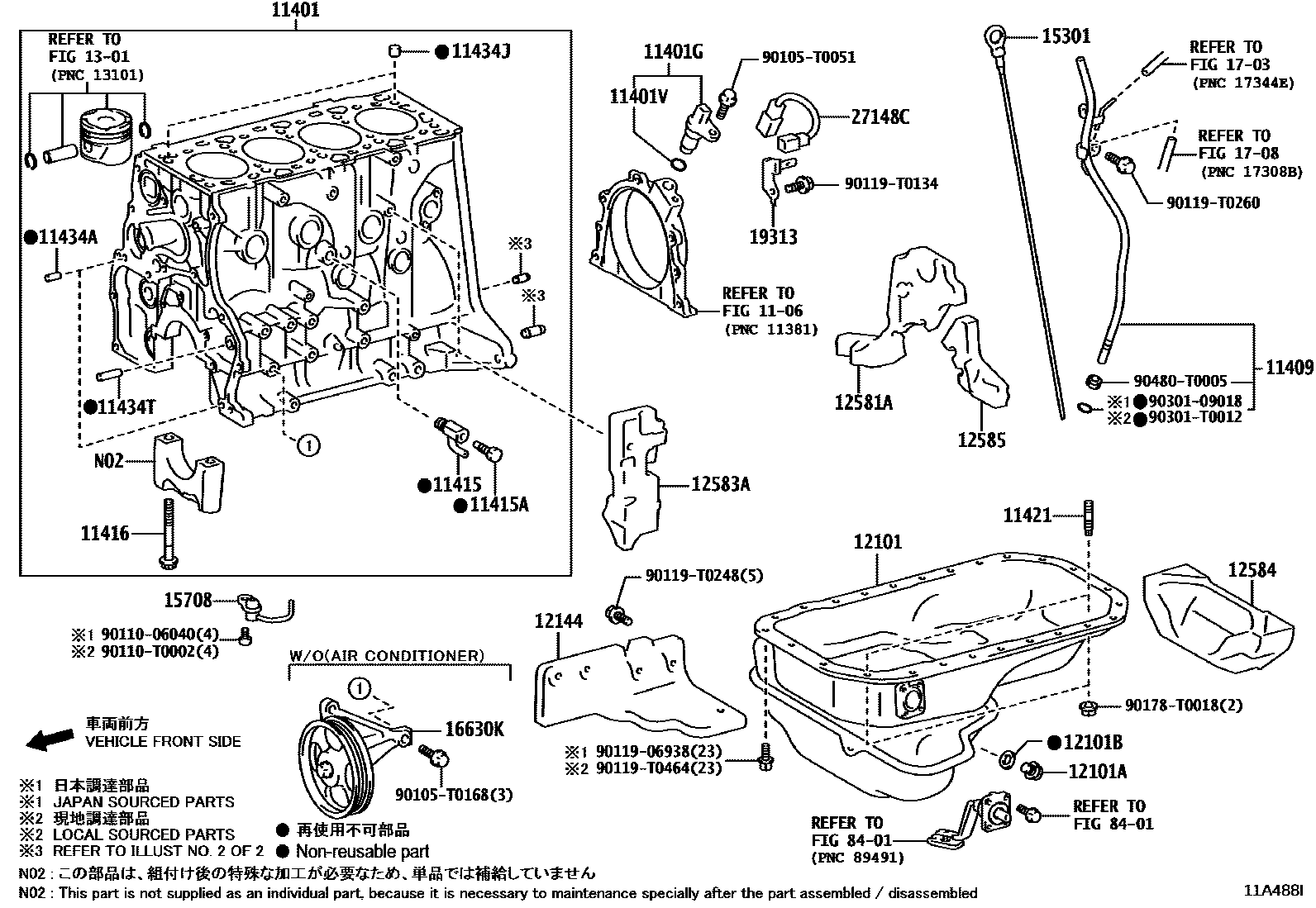 Toyota HILUX Cylinder Block EPC diagram — 11A488I