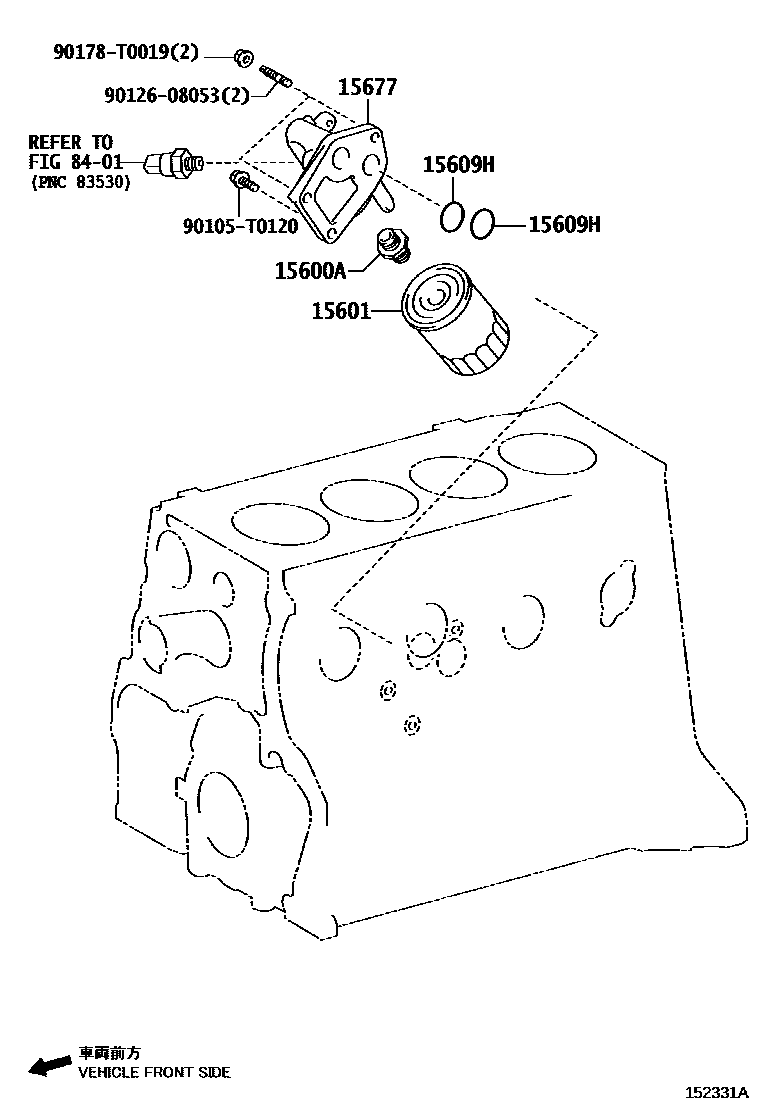 Toyota HILUX Oil Filter EPC diagram — 152331A