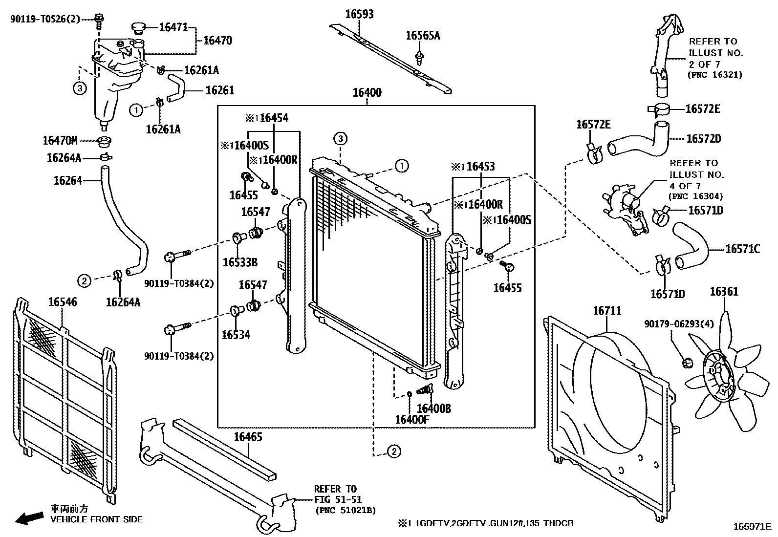 Toyota HILUX RADIATOR & WATER OUTLET EPC diagram — 165971E