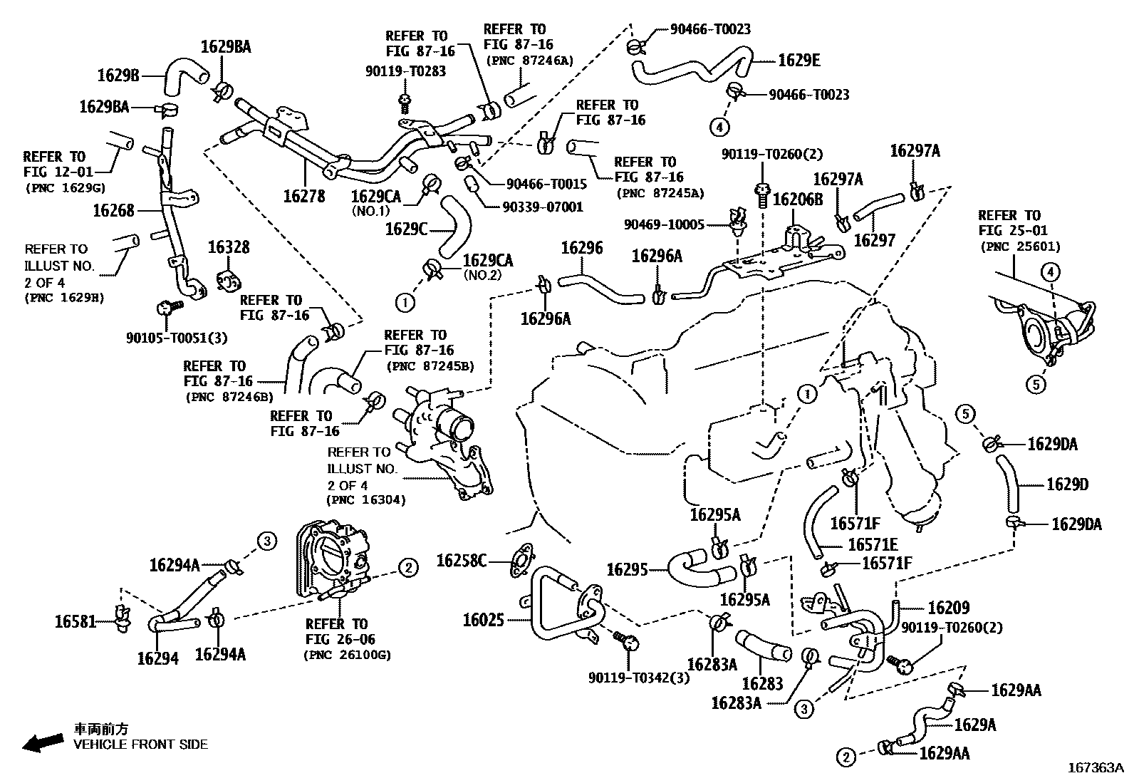 Toyota HILUX RADIATOR & WATER OUTLET EPC diagram — 167363A