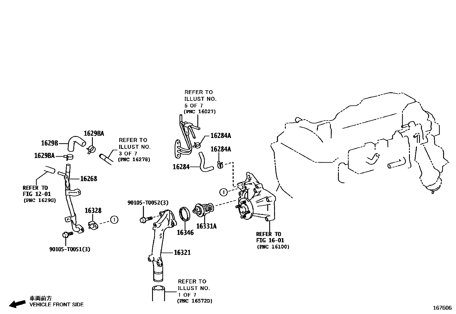 Toyota HILUX RADIATOR & WATER OUTLET EPC diagram — 167606