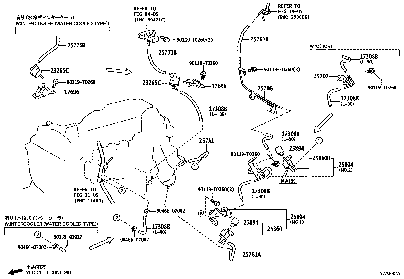 Toyota HILUX vacuum tube EPC diagram — 17A692A