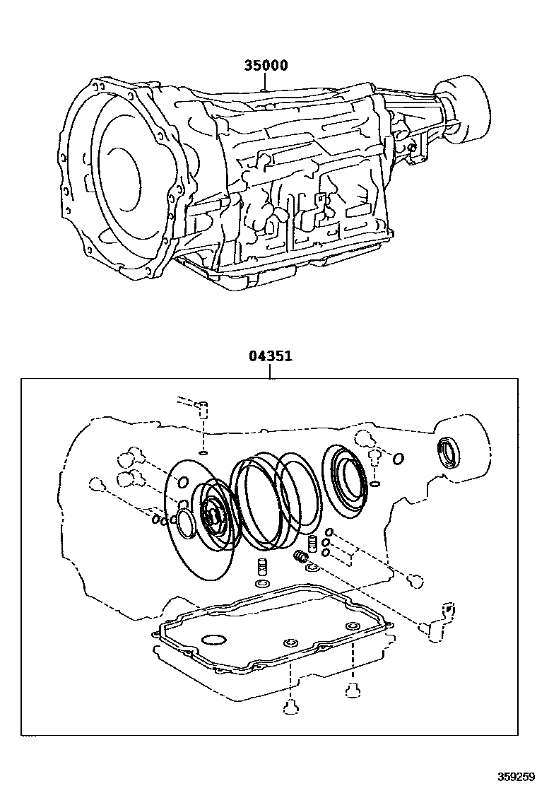 Toyota HILUX 传动桥或变速器总成和衬垫组件(ATM) EPC diagram — 359259