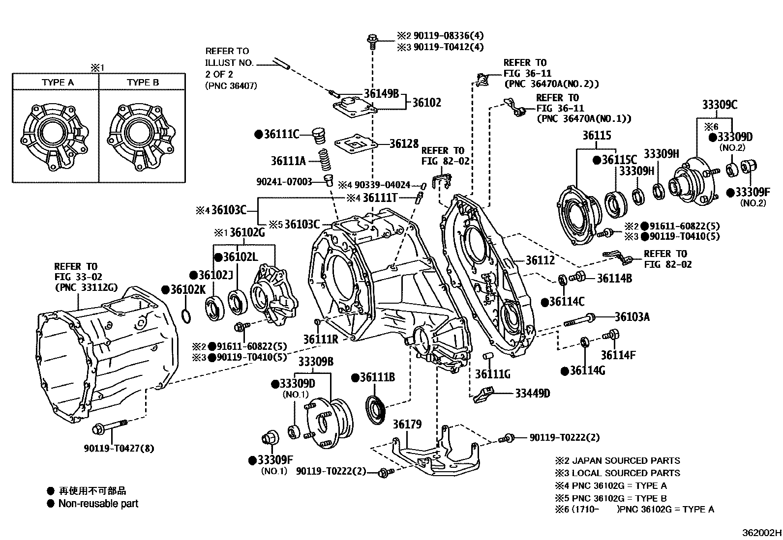 Toyota HILUX Transfer Case & Extension Housing EPC diagram — 362002H