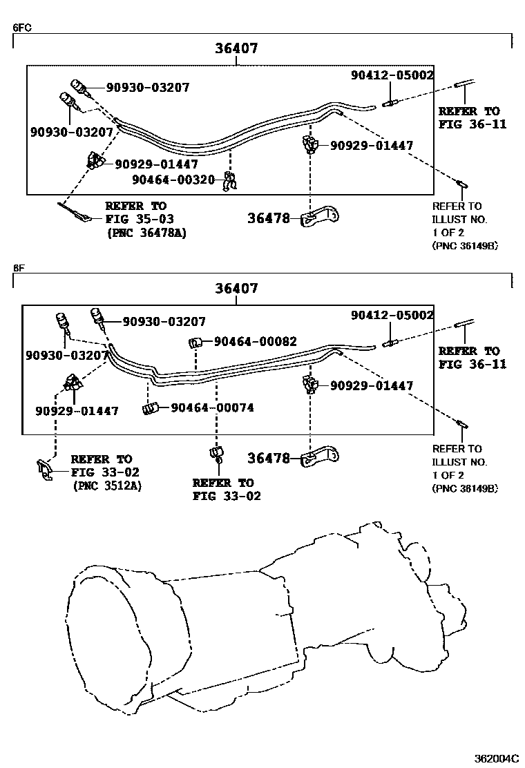 Toyota HILUX Transfer Case & Extension Housing EPC diagram — 362004C