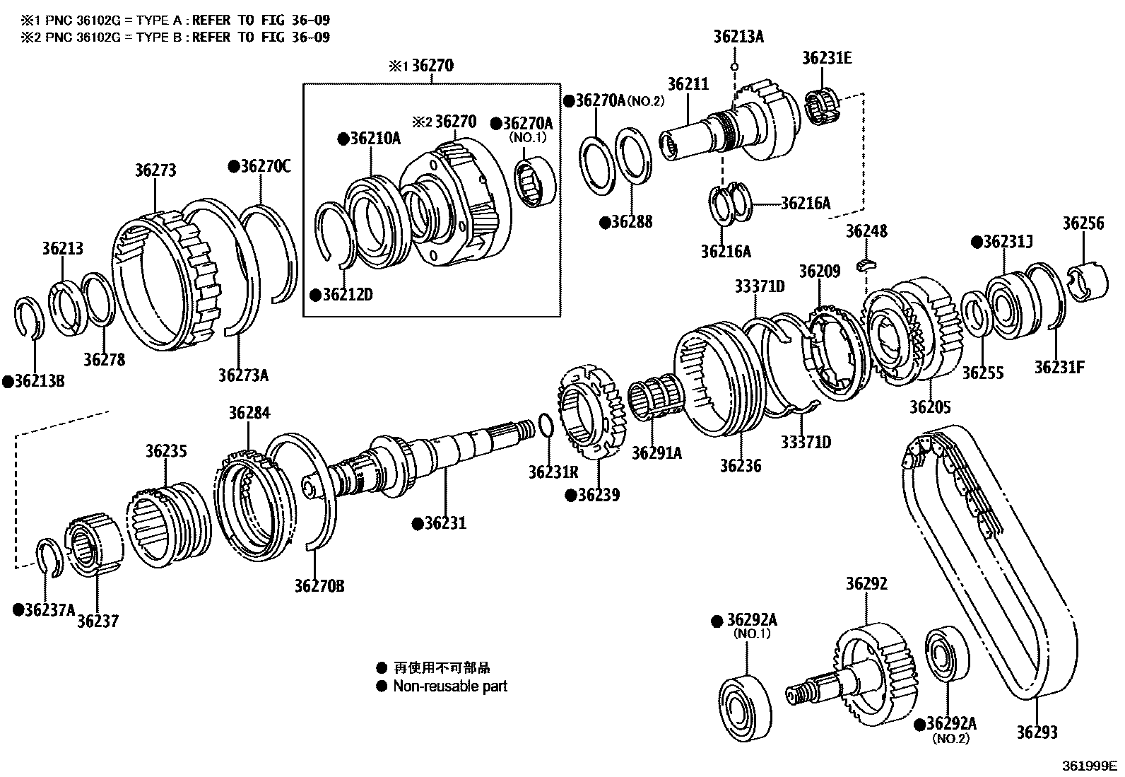 Toyota HILUX Transfer Gear EPC diagram — 361999E