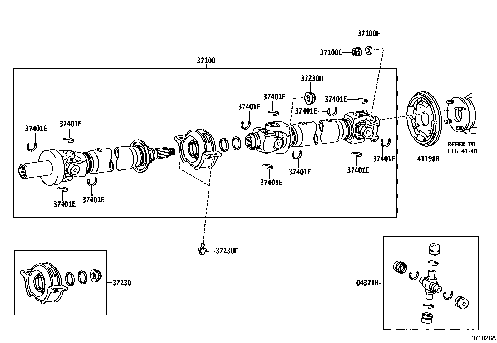 Toyota HILUX Propeller Shaft & Universal Joint EPC diagram — 371028A