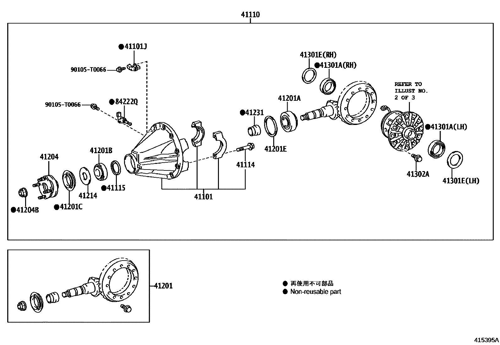Toyota HILUX 后桥壳和差速器 EPC diagram — 415395A