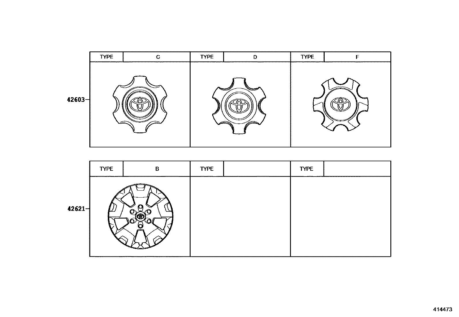Toyota HILUX 车轮和车轮盖 EPC diagram — 414473