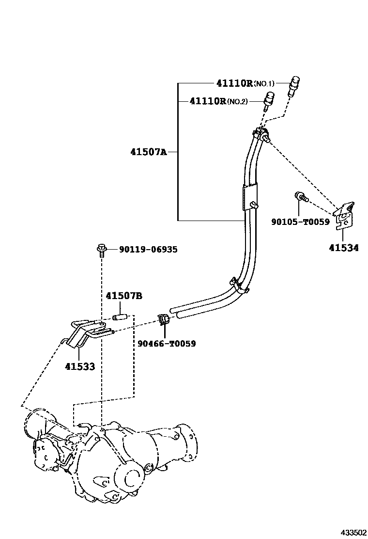 Toyota HILUX 前桥壳和差速器 EPC diagram — 433502