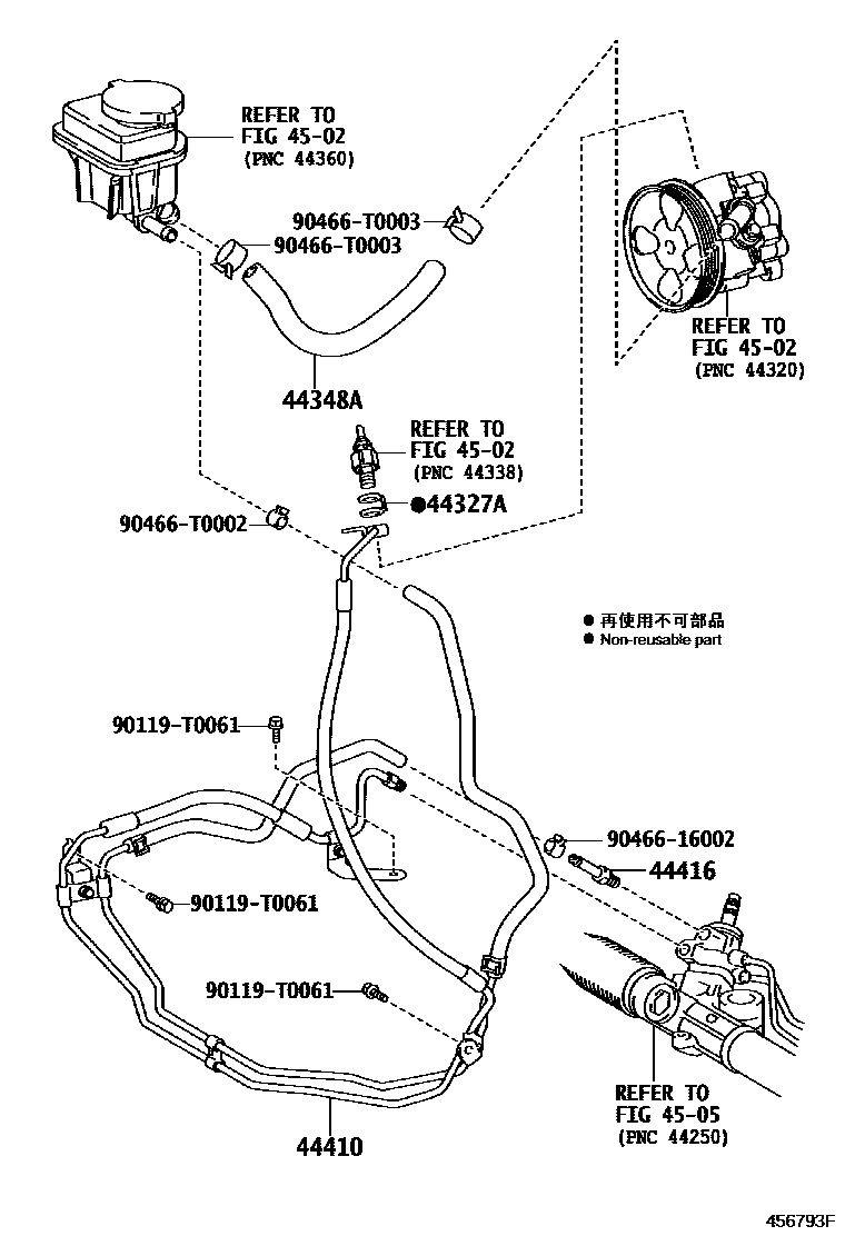 Toyota HILUX 动力转向配管 EPC diagram — 456793F