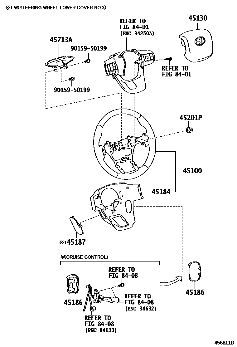 Toyota HILUX Steering Wheel EPC diagram — 456811B