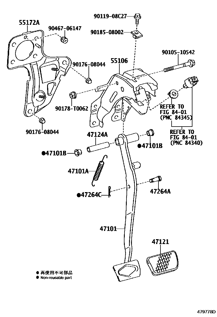 Toyota HILUX Brake Pedal & Bracket EPC diagram — 479778D