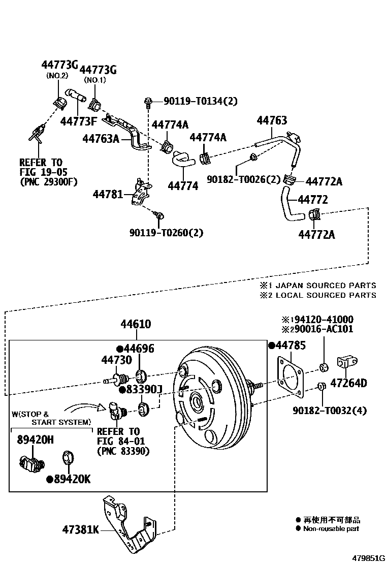 Toyota HILUX 制动助力器和真空管 EPC diagram — 479851G