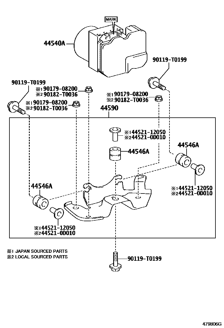 Toyota HILUX 制动配管和卡箍 EPC diagram — 479806G
