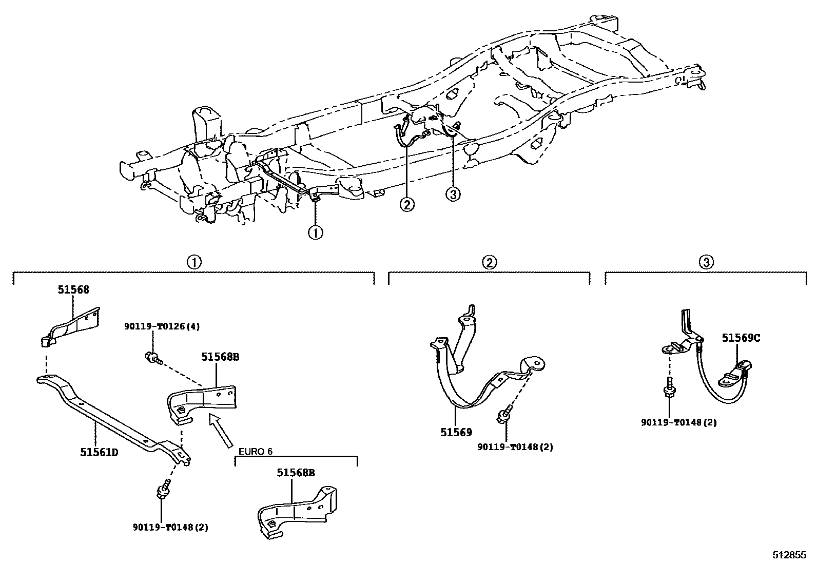 Toyota HILUX 车架 EPC diagram — 512855