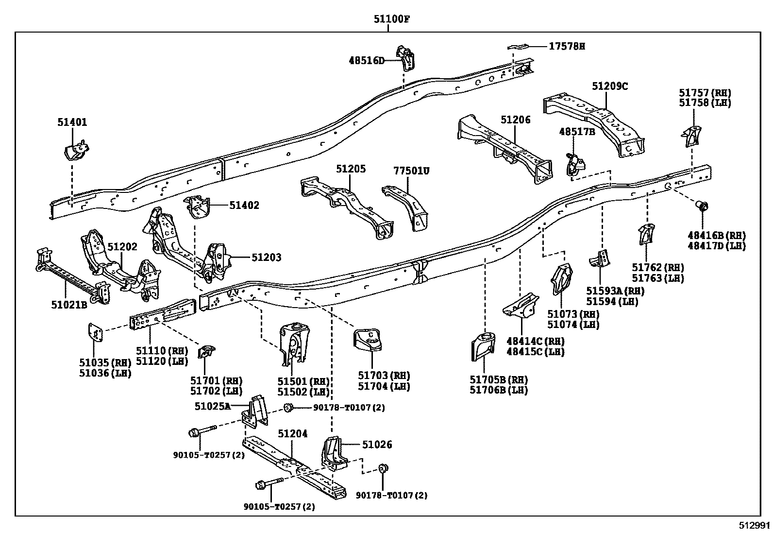 Toyota HILUX 车架 EPC diagram — 512991