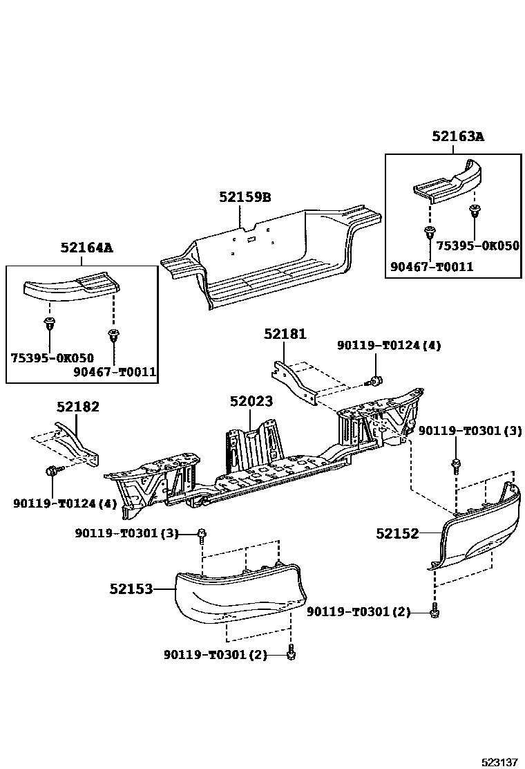 Toyota HILUX 后保险杠及附件 EPC diagram — 523137