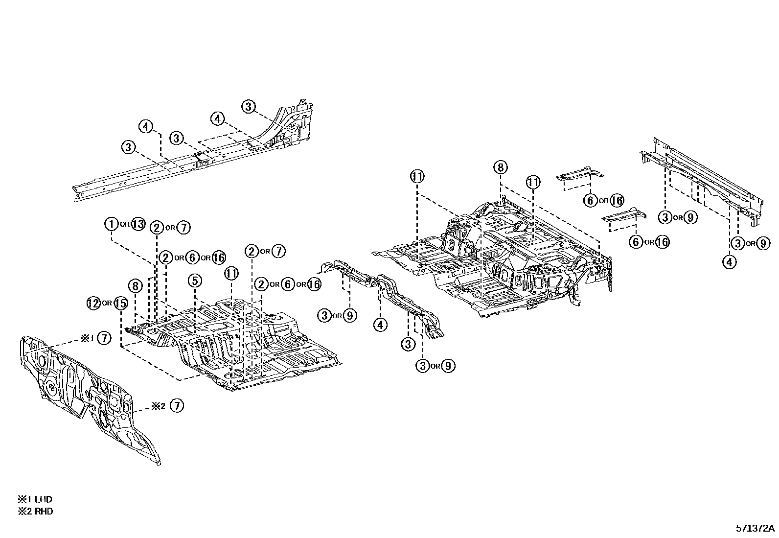 Toyota HILUX hole plug EPC diagram — 571372A