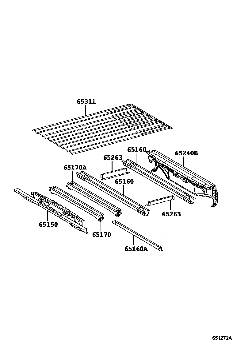 Toyota HILUX 后车身地板和翼子板 EPC diagram — 651272A