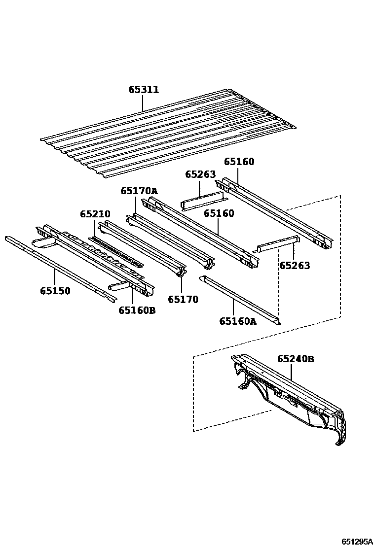 Toyota HILUX 后车身地板和翼子板 EPC diagram — 651295A